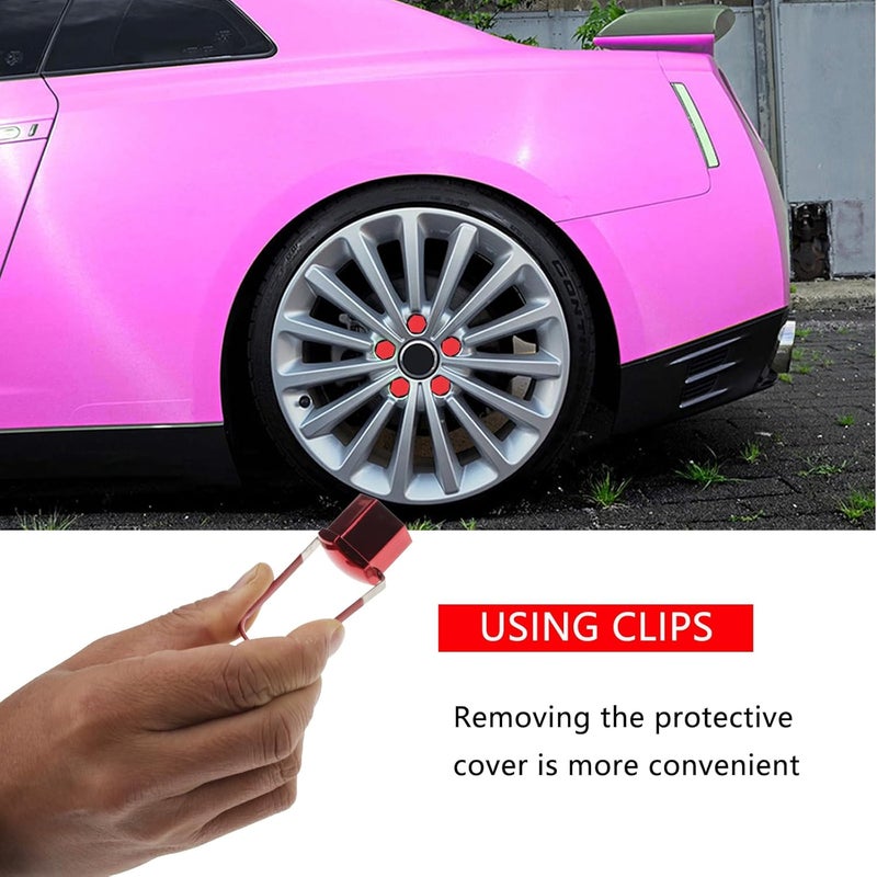 Nihfien 24pcs Wheel Nut Cap 19mm Wheel Bolt Nut Caps Covers,Universal Anti-Rust Car Tire Nut Caps Bolt Cover,Hexagonal Plastic Tire Bolt with Removal Tool (Red) - Image 3